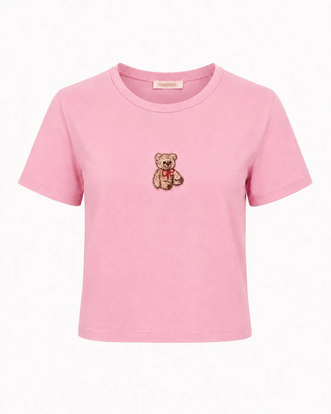 Embroidered Teddy Bear Slim-Fit Top
