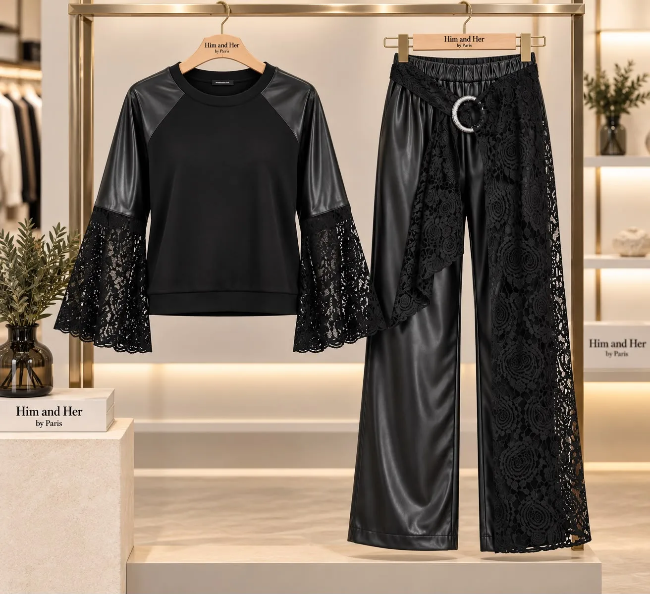 041ecb72-72d2-43bc-aa31-88cf3dedab11-3.webp Faux Leather & Lace Two-Piece Set with Ring Detail