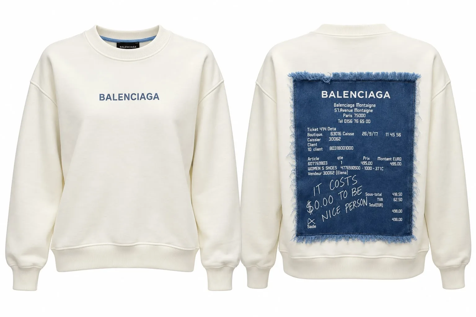 Denim Patch Fleece Sweatshirt
