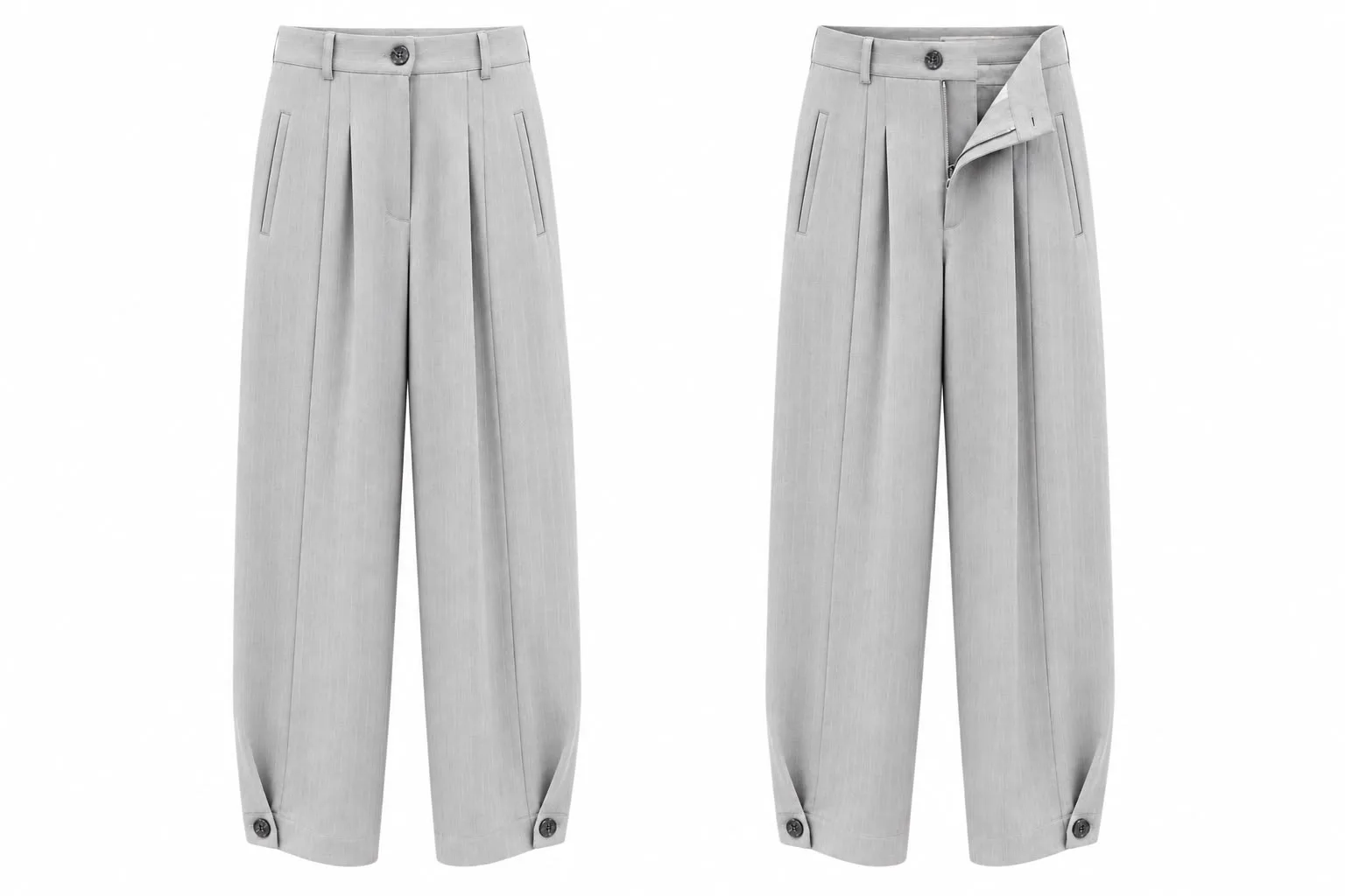 Adjustable Hem Wide-Leg Pants
