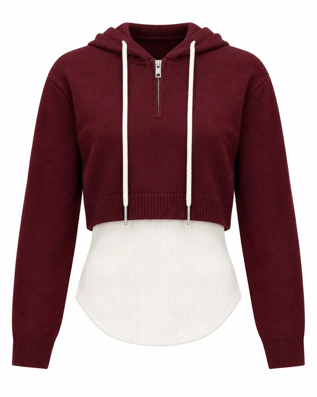 2-Piece Layered Hooded Knit Set