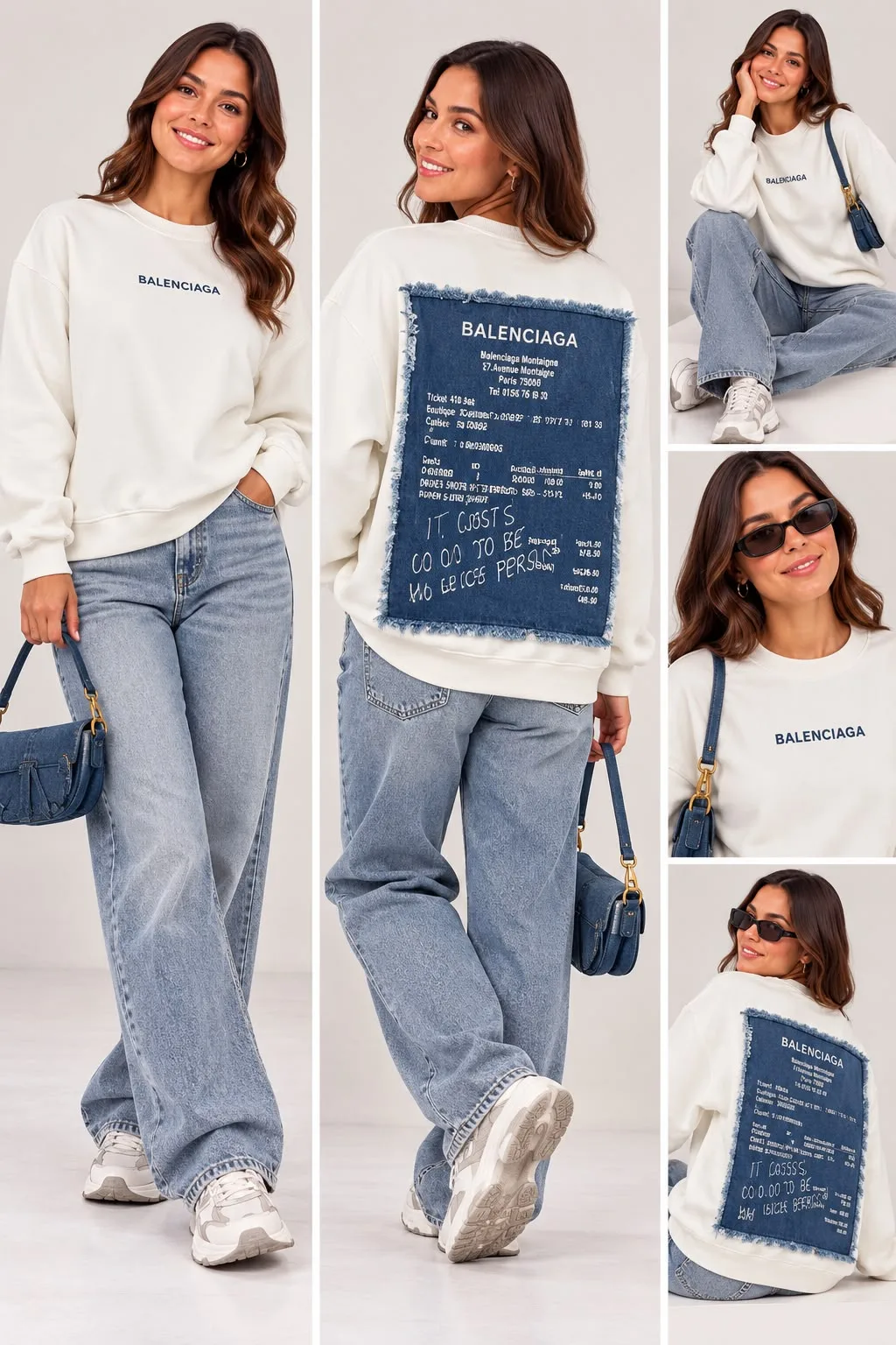 Denim Patch Fleece Sweatshirt