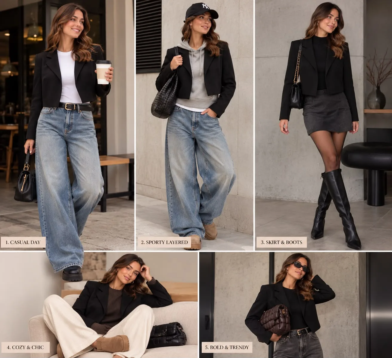 Cropped Open-Front Blazer