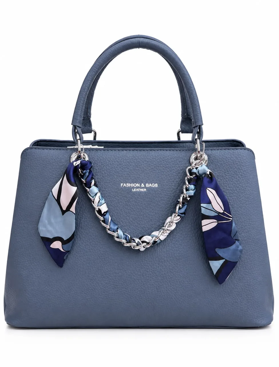 Satin Chain Detail Structured Handbag