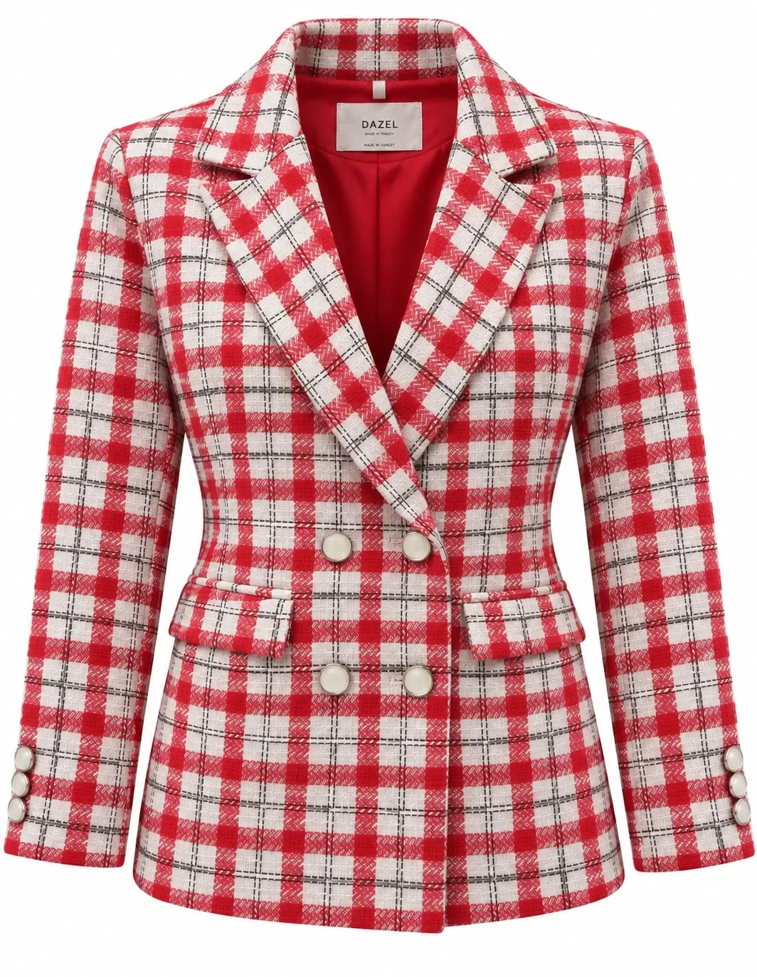 Double-Breasted Check Blazer