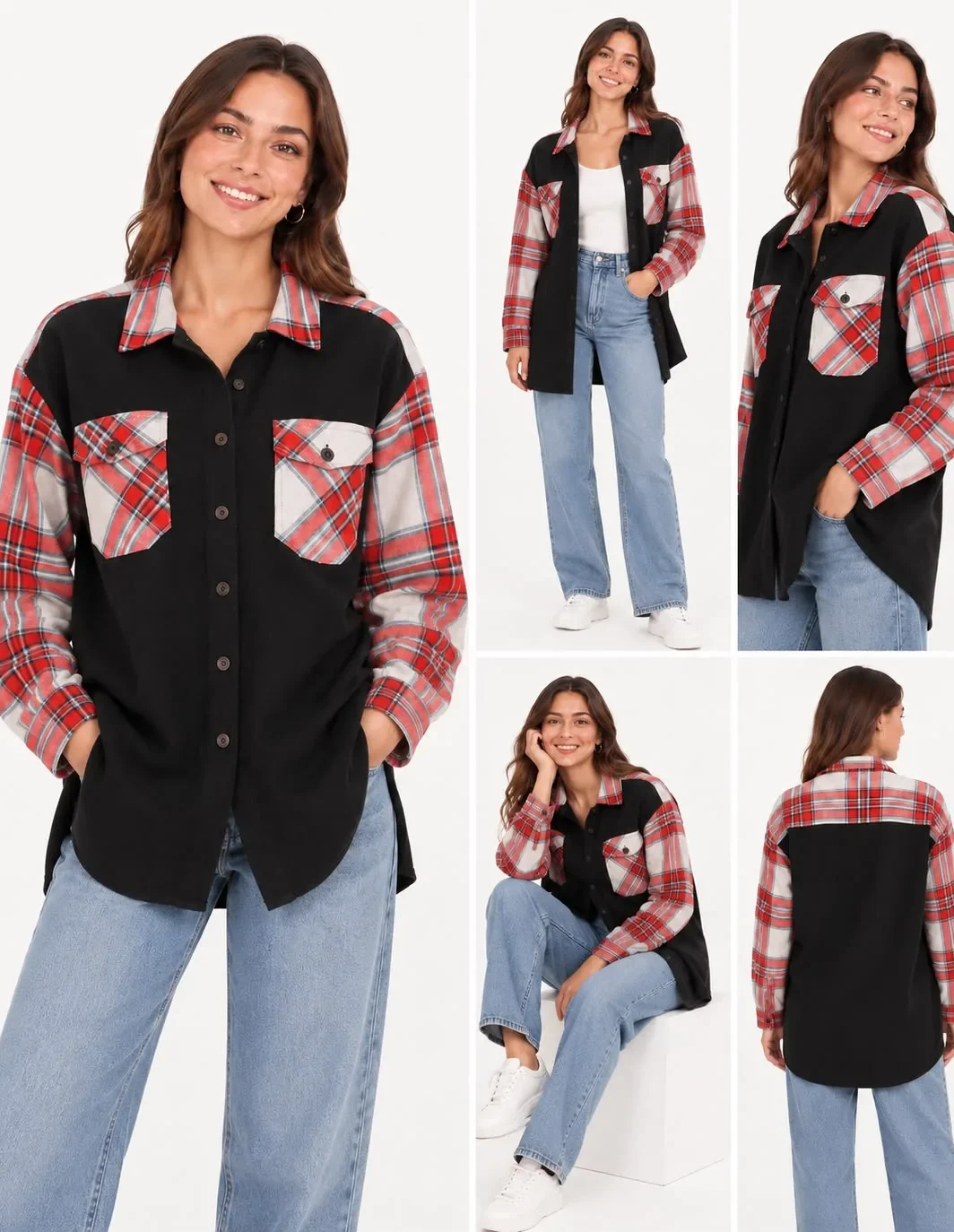Plaid Contrast Overshirt Jacket