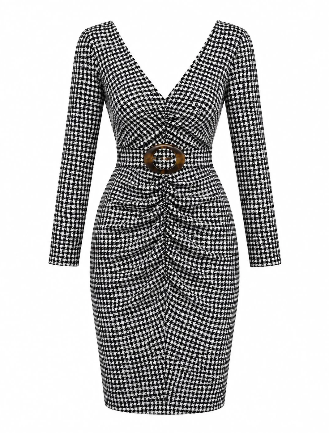 Draped Buckle Mini Dress