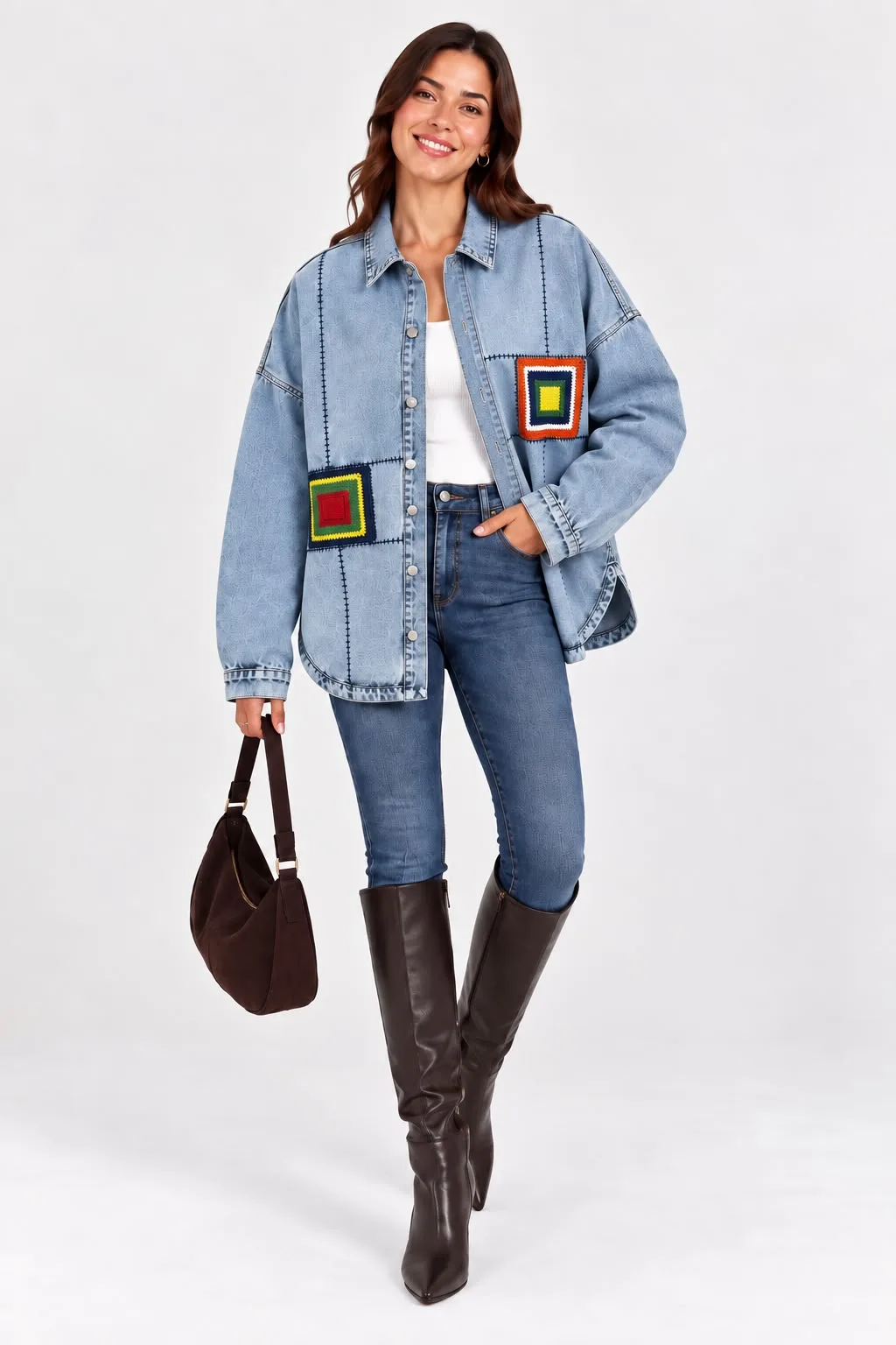 Crochet Patch Denim Jacket