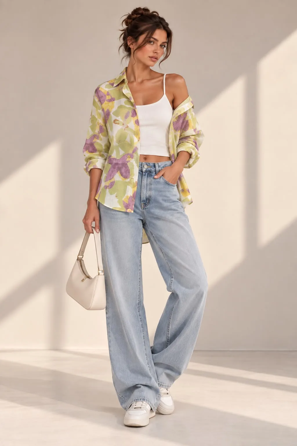 Abstract Print Chiffon Shirt