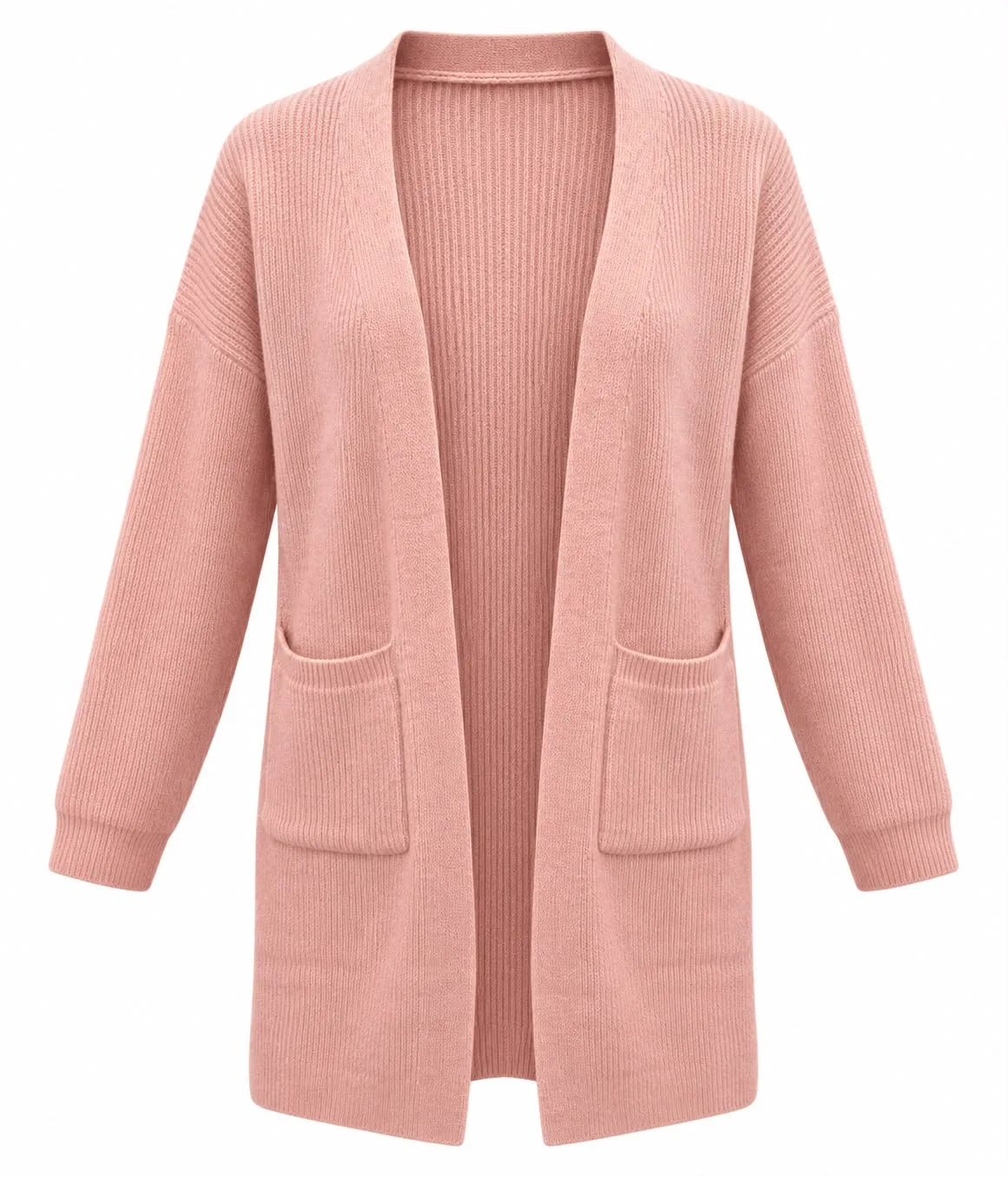 Soft Wool Open-Front Cardigan with Pockets