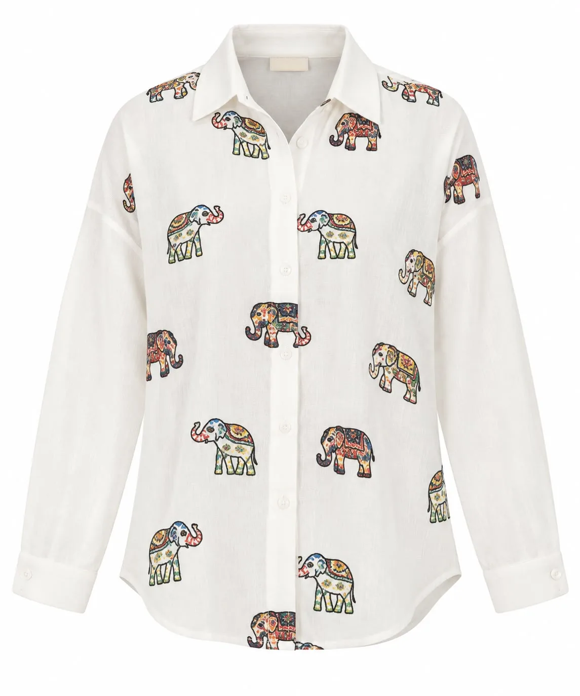 Elephant Print Linen Shirt