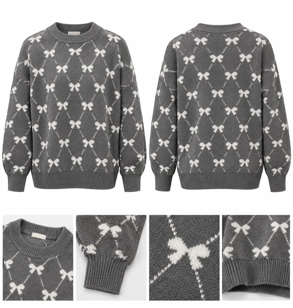 Bow Pattern Knit Sweater