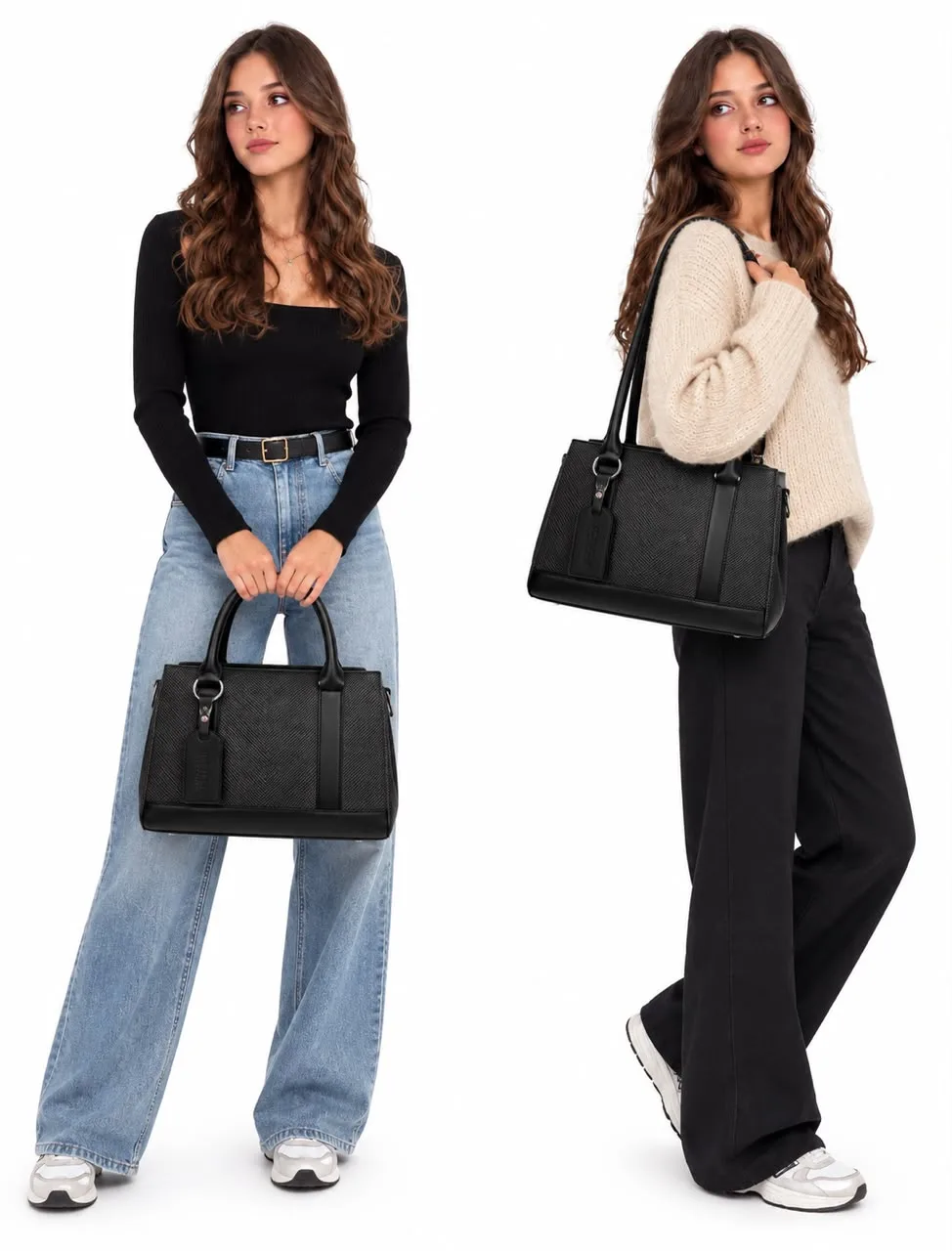 Textured Lace Detail Handbag