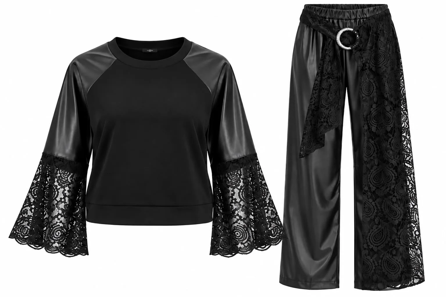 437d08f7-0a7e-43a1-b6d3-e5623497aadd.webp Faux Leather & Lace Two-Piece Set with Ring Detail