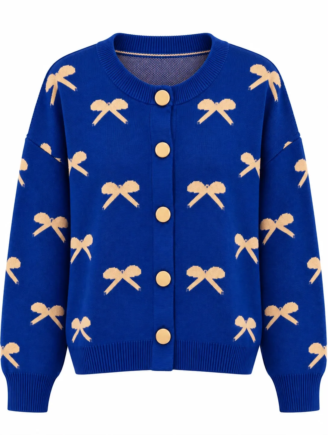 Bow Print Knit Cardigan
