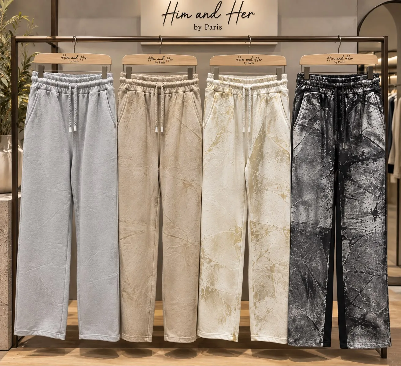 Metallic Wide Leg Sweatpants