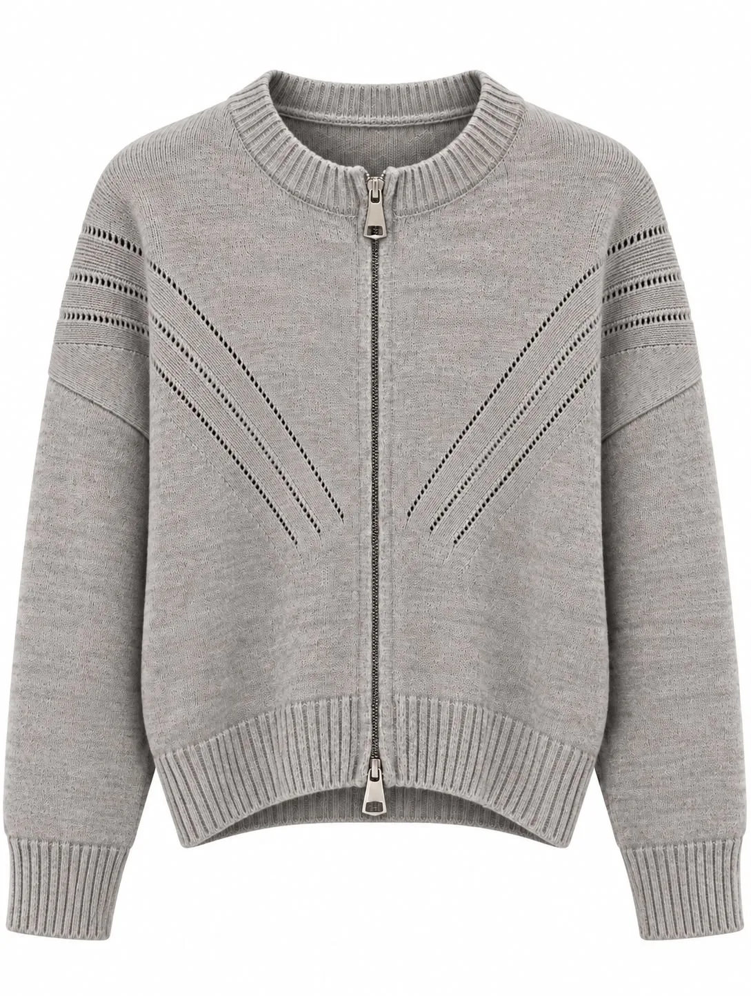 Double-Zip Soft Knit Cardigan