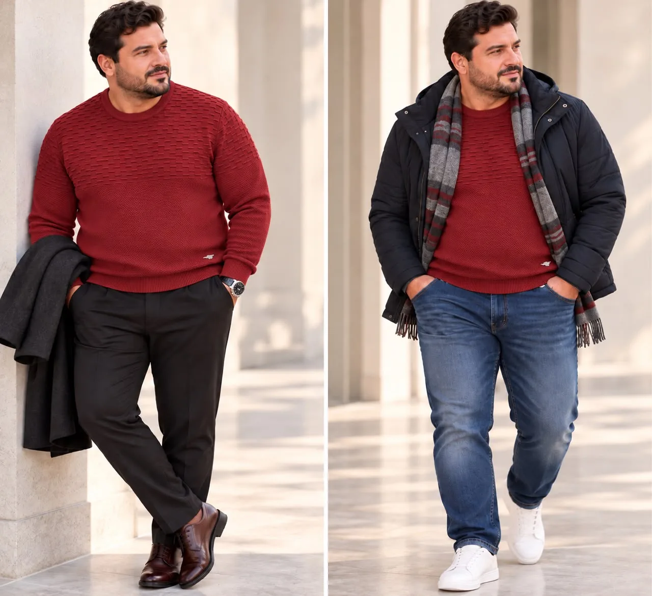 Textured Crew Neck Sweater