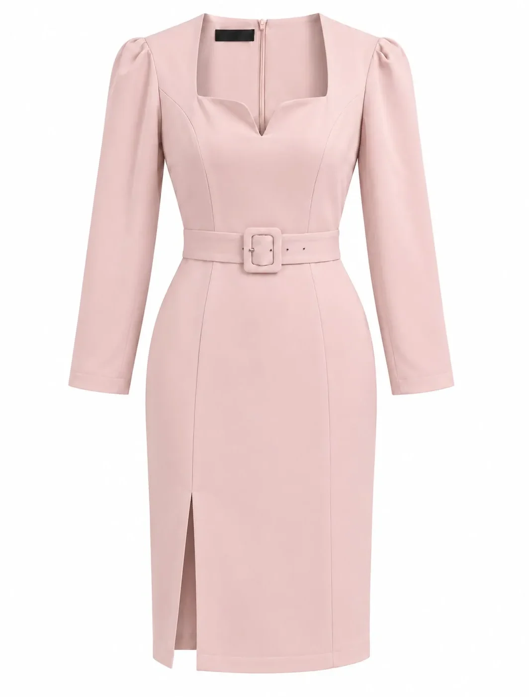 Belted V-Neck Midi Dress