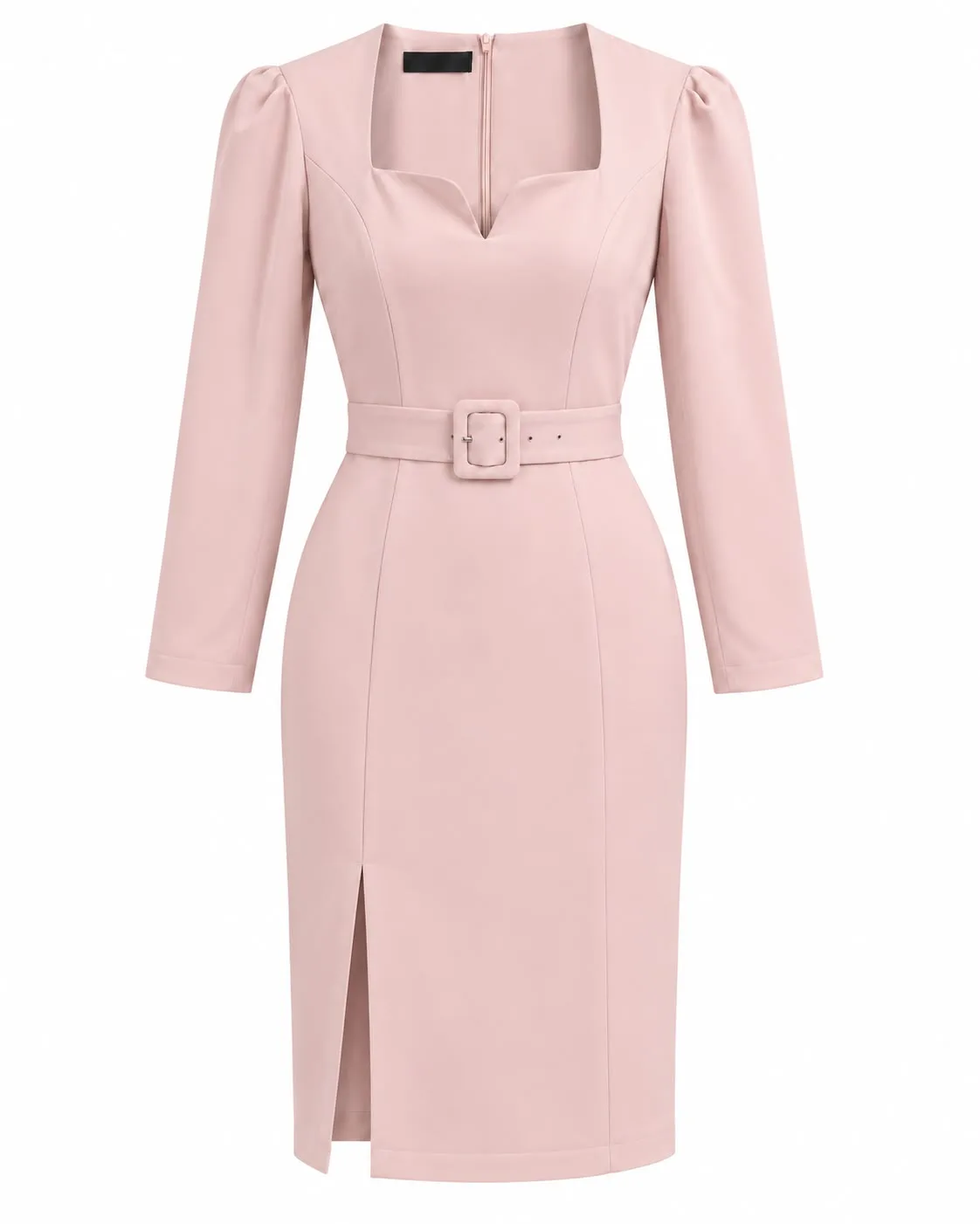 Belted V-Neck Midi Dress