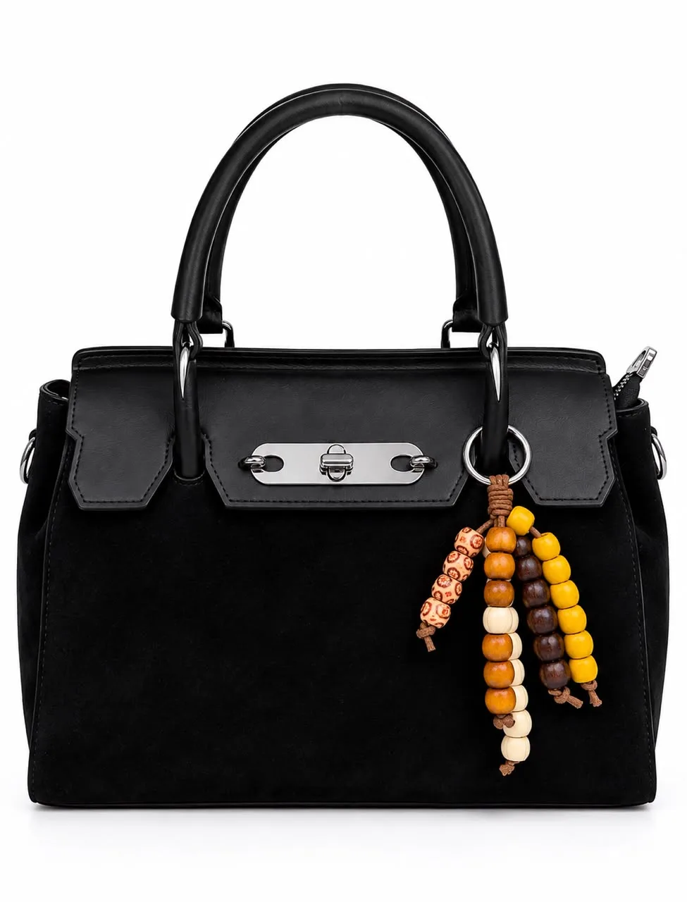 Suede & Leather Structured Handbag
