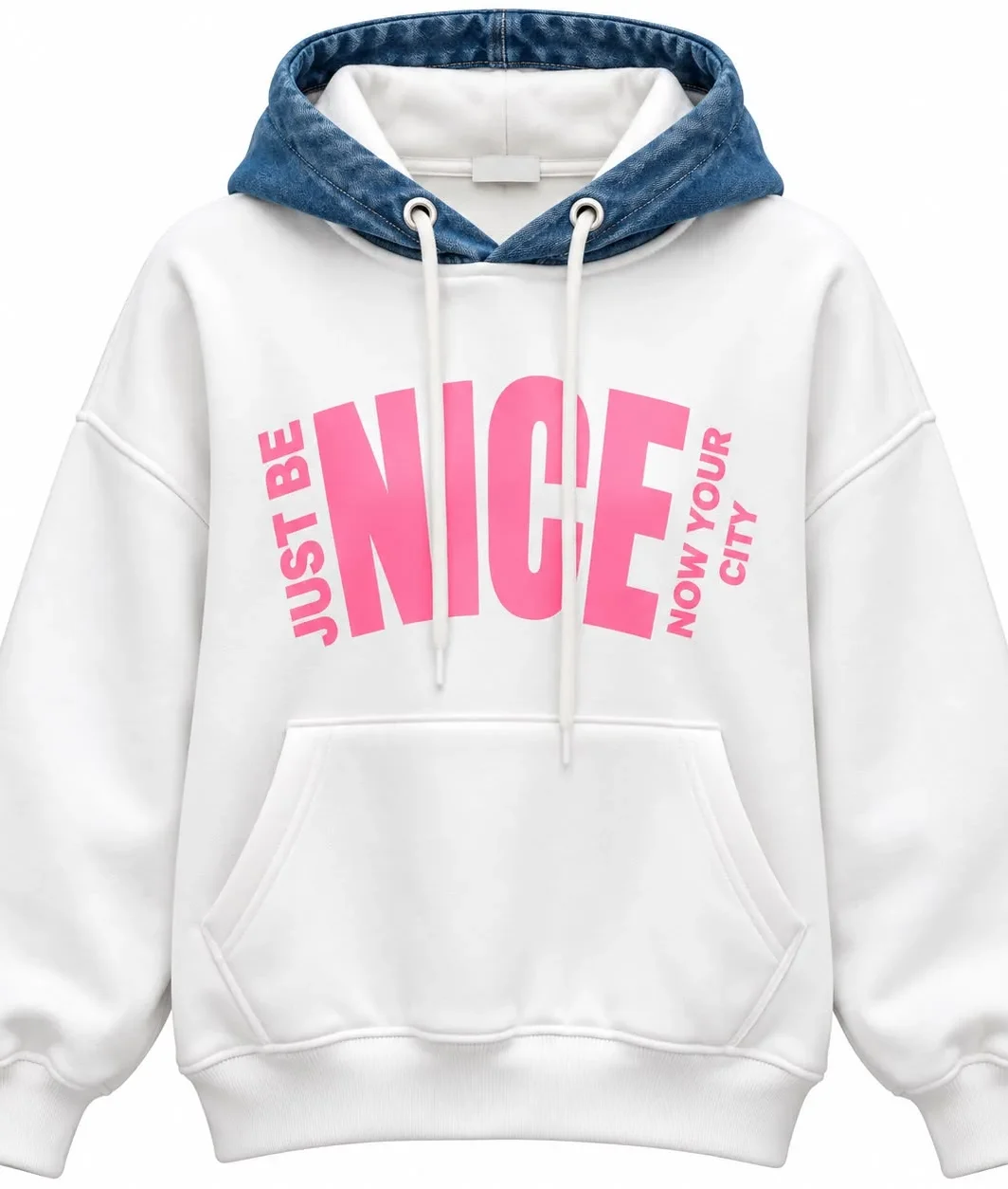 Denim Hood Fleece Sweater