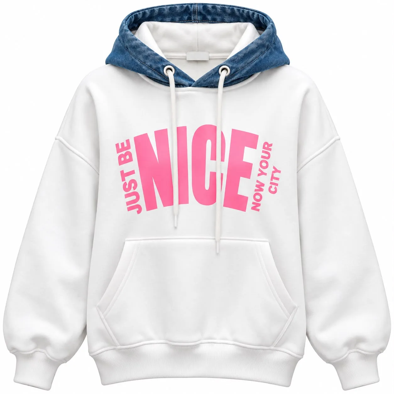 Denim Hood Fleece Sweater
