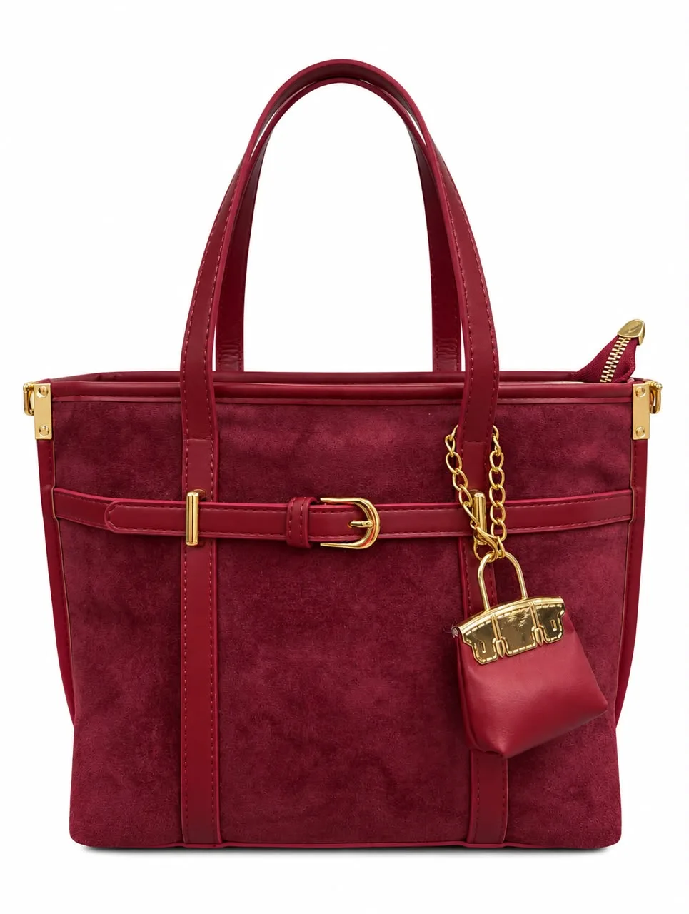 Suede Belt Detail Tote Bag