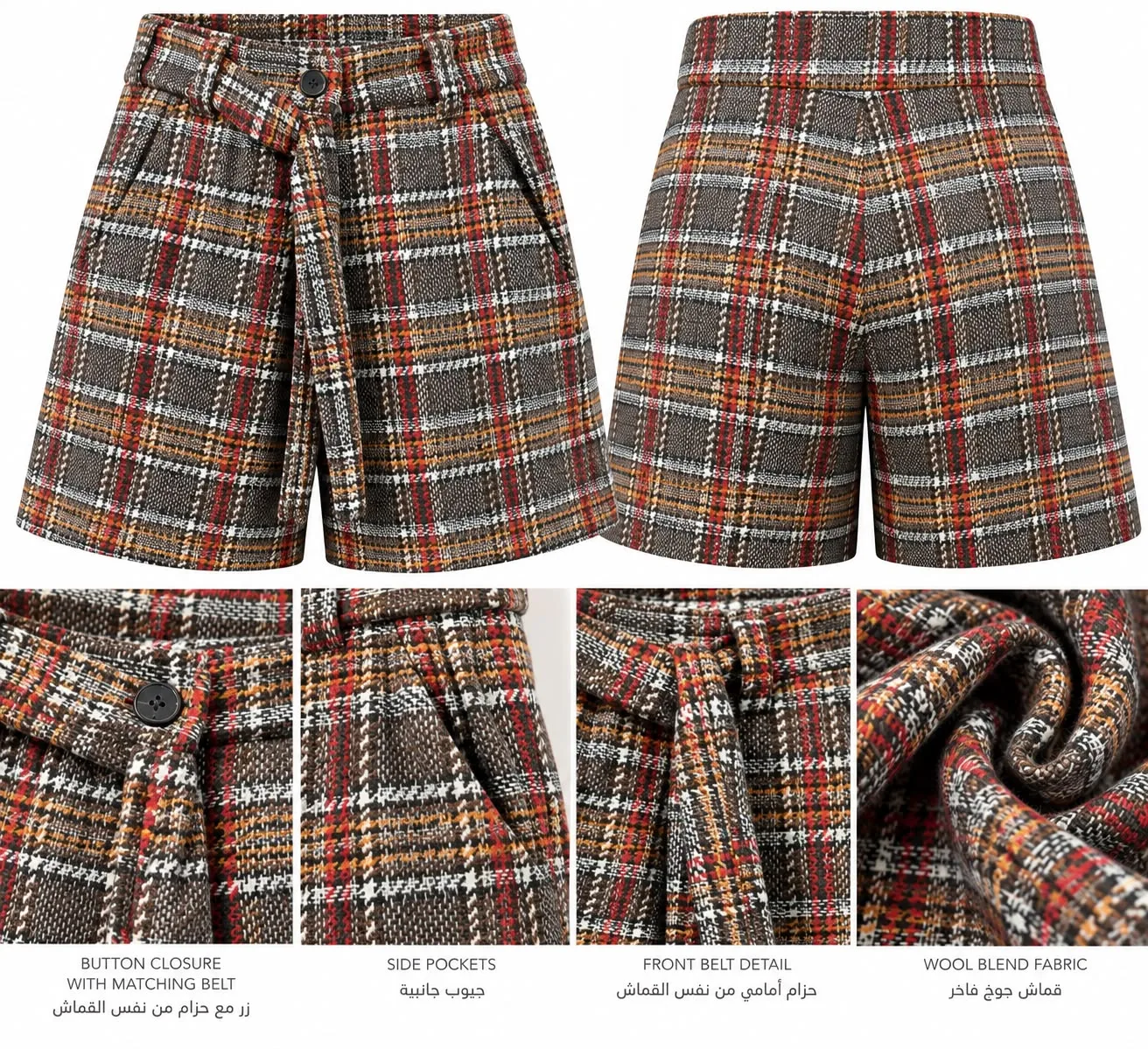 5ab02a94-e025-442a-9685-d60277a5de5a-4.webp Plaid Felt Belted Tailored Shorts
