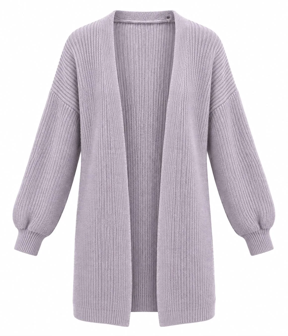 Long Soft Wool Open-Front Cardigan