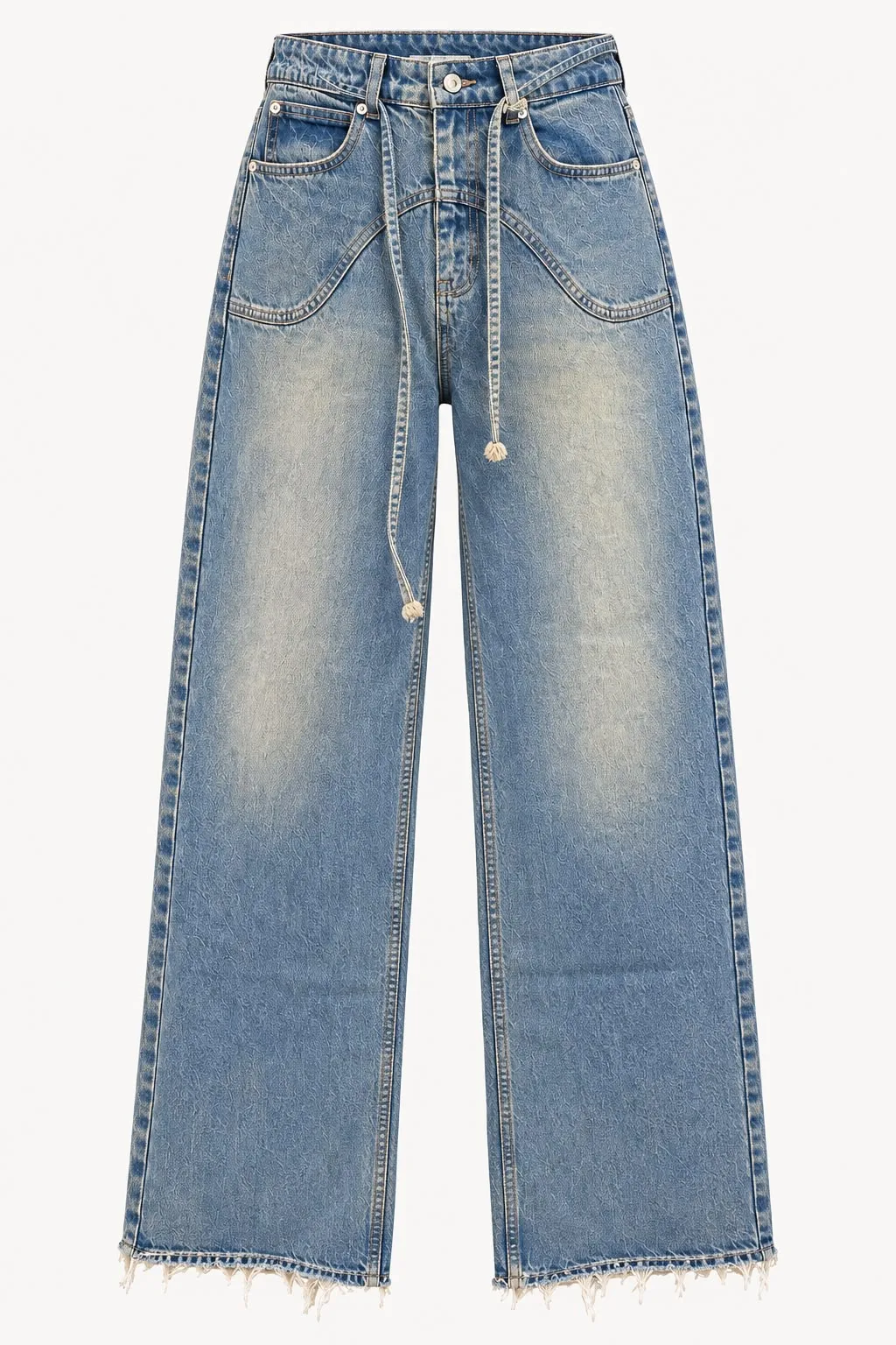 Curved Seam Wide Leg Jeans