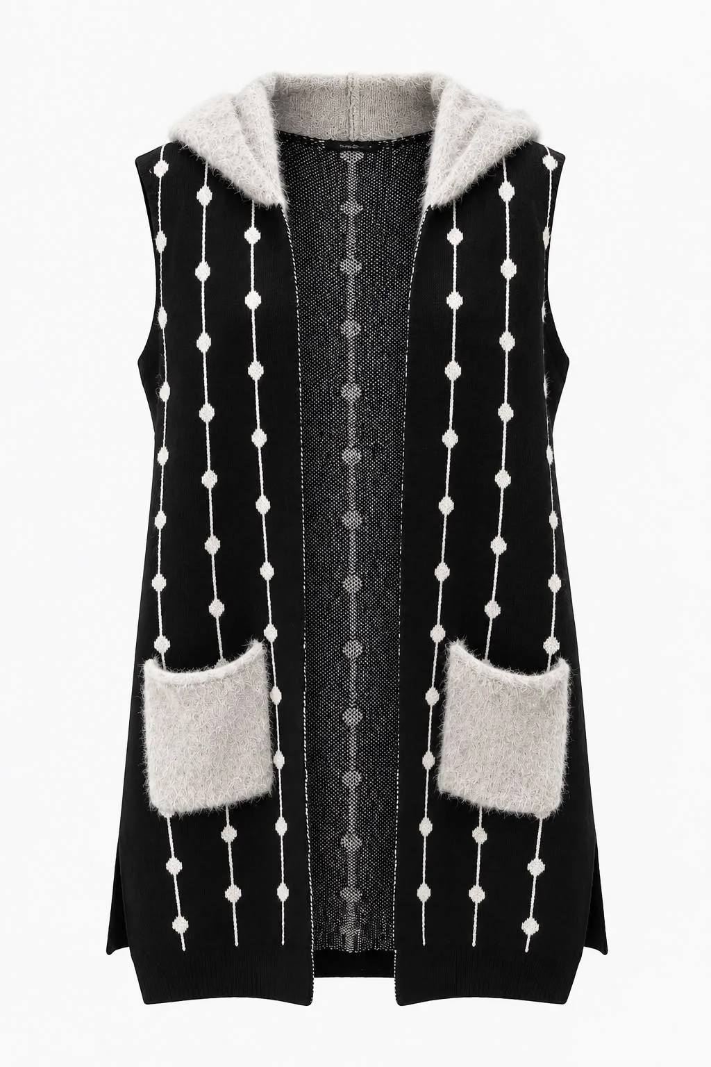 Wool Cardigan Mohair Hood & Pockets