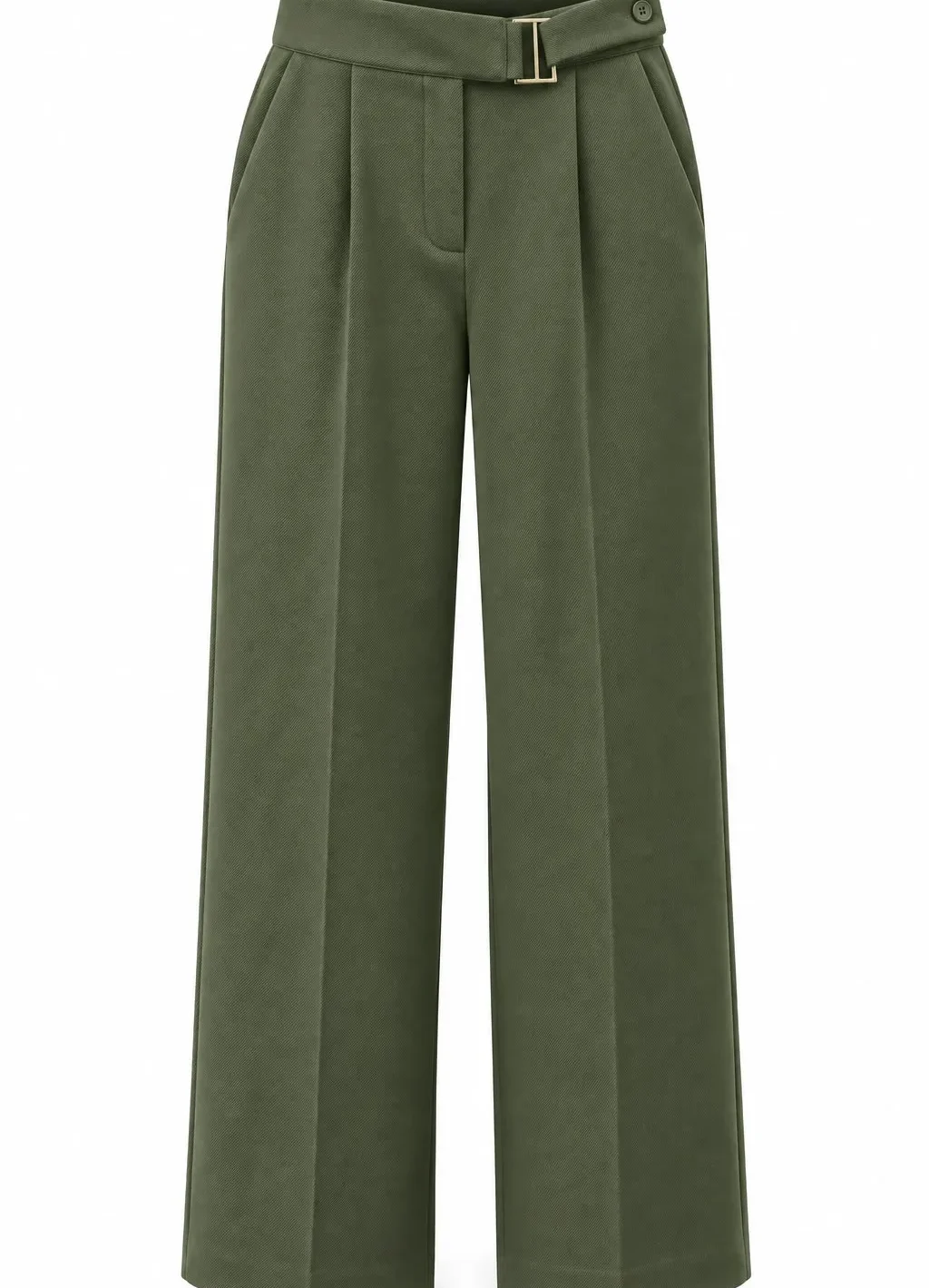 Buckle Detail Wide-Leg Tailored Pants