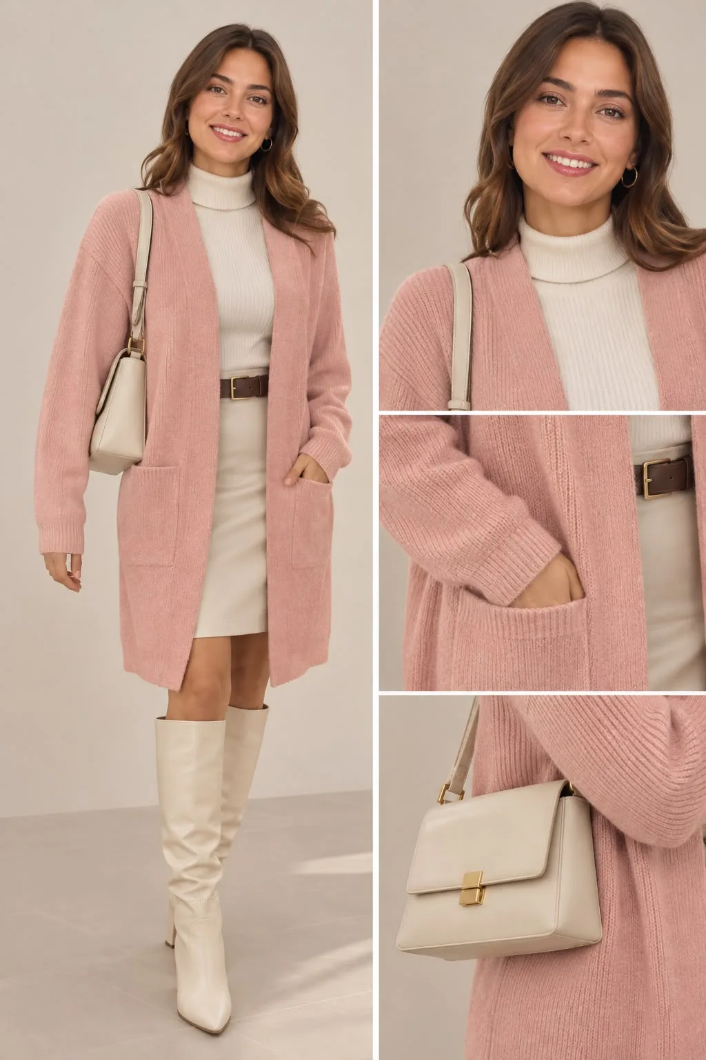Soft Wool Open-Front Cardigan with Pockets