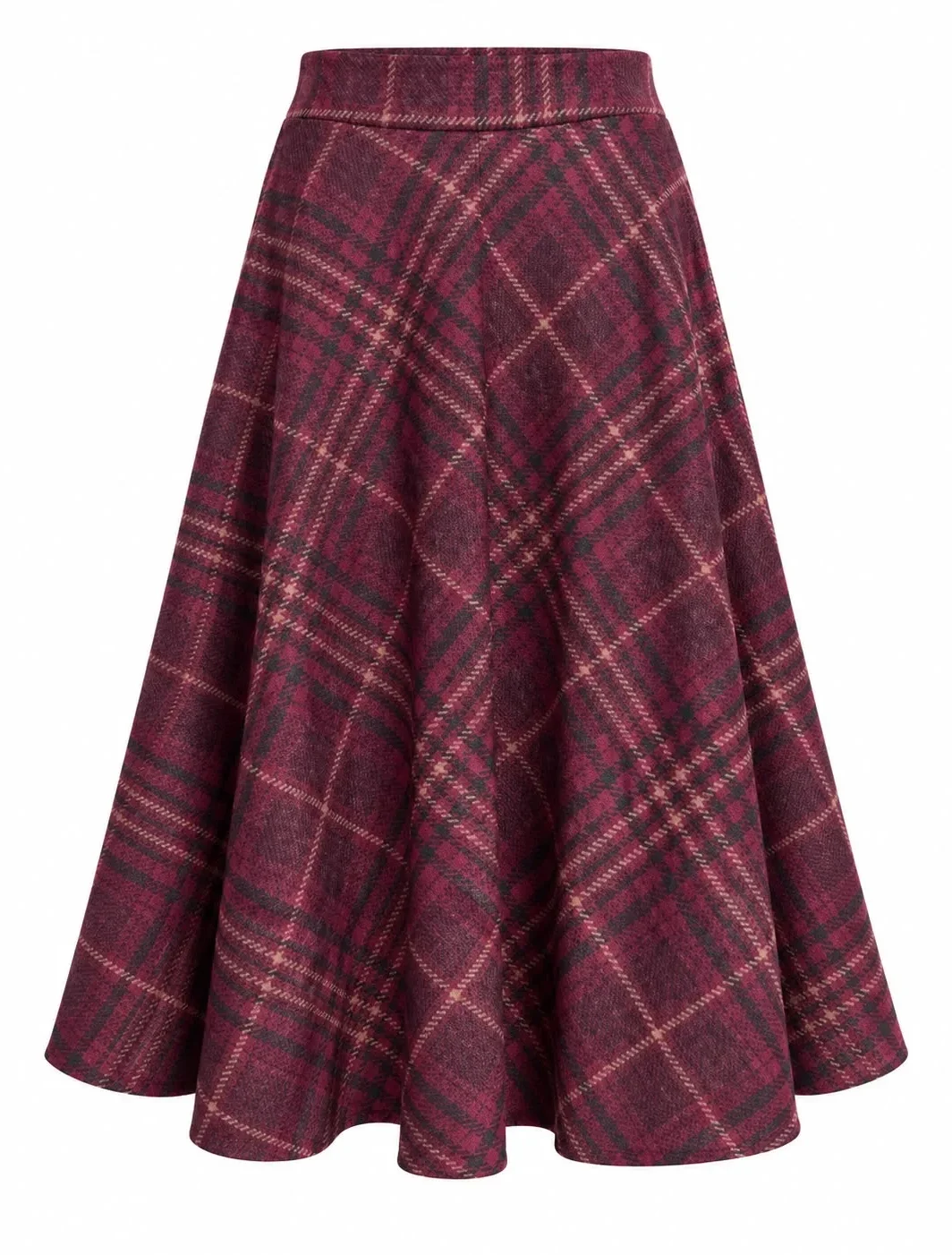 Italian Felt Midi Flared Skirt with Side Panels