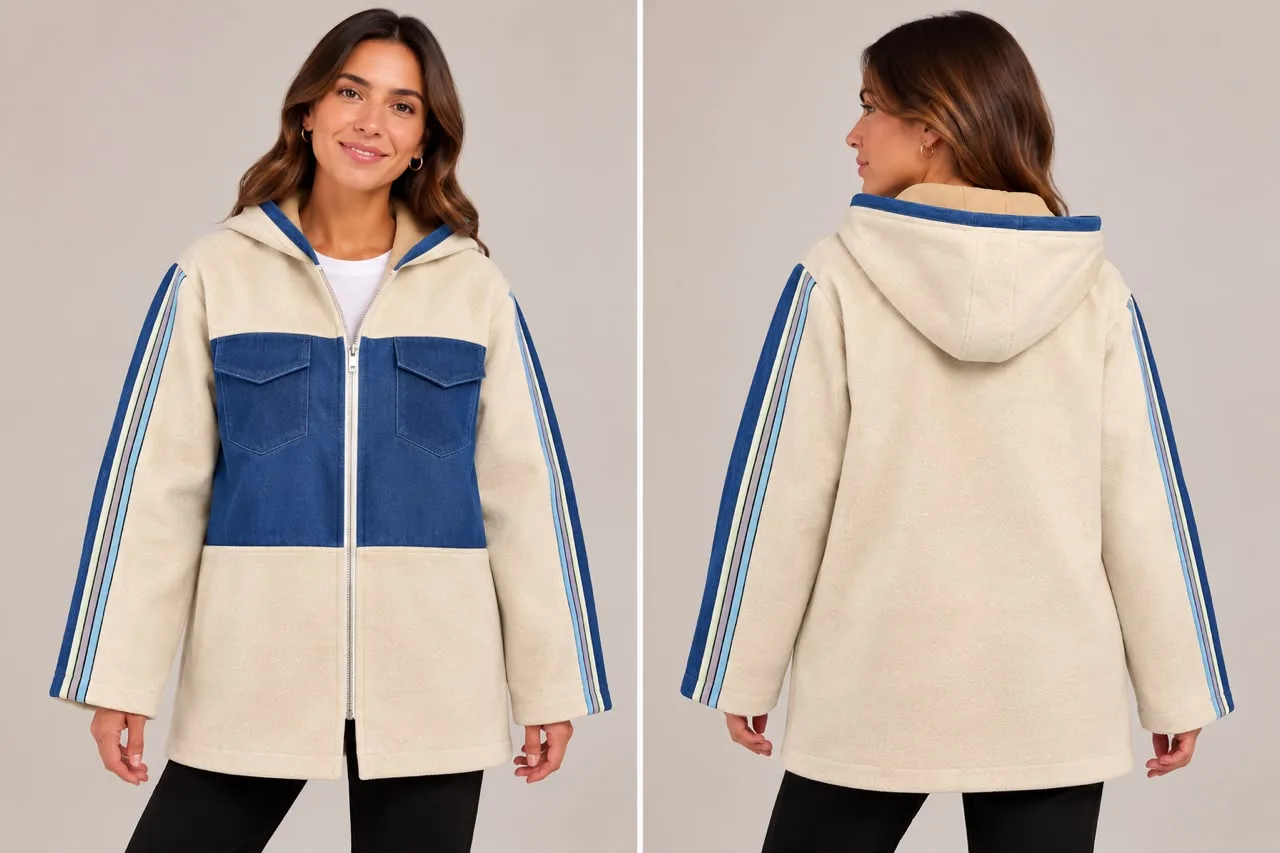 Denim Contrast Hooded Jacket