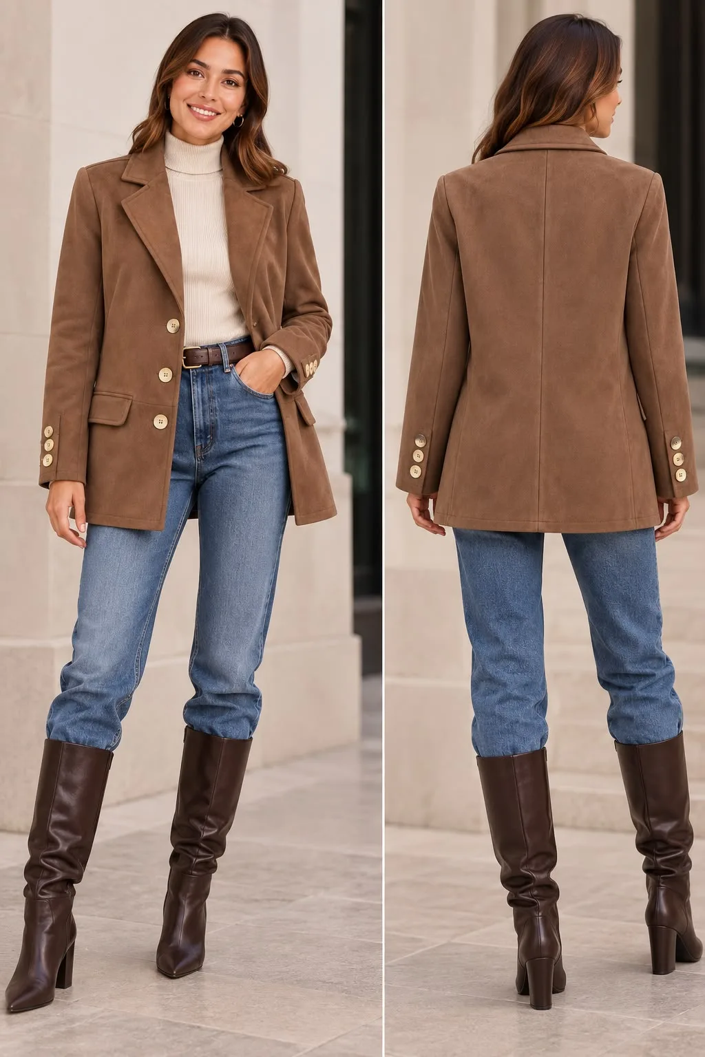 84141900-7449-4156-a049-7bb0ce5cb23c-5.webp Faux Suede Blazer with Flap Pockets