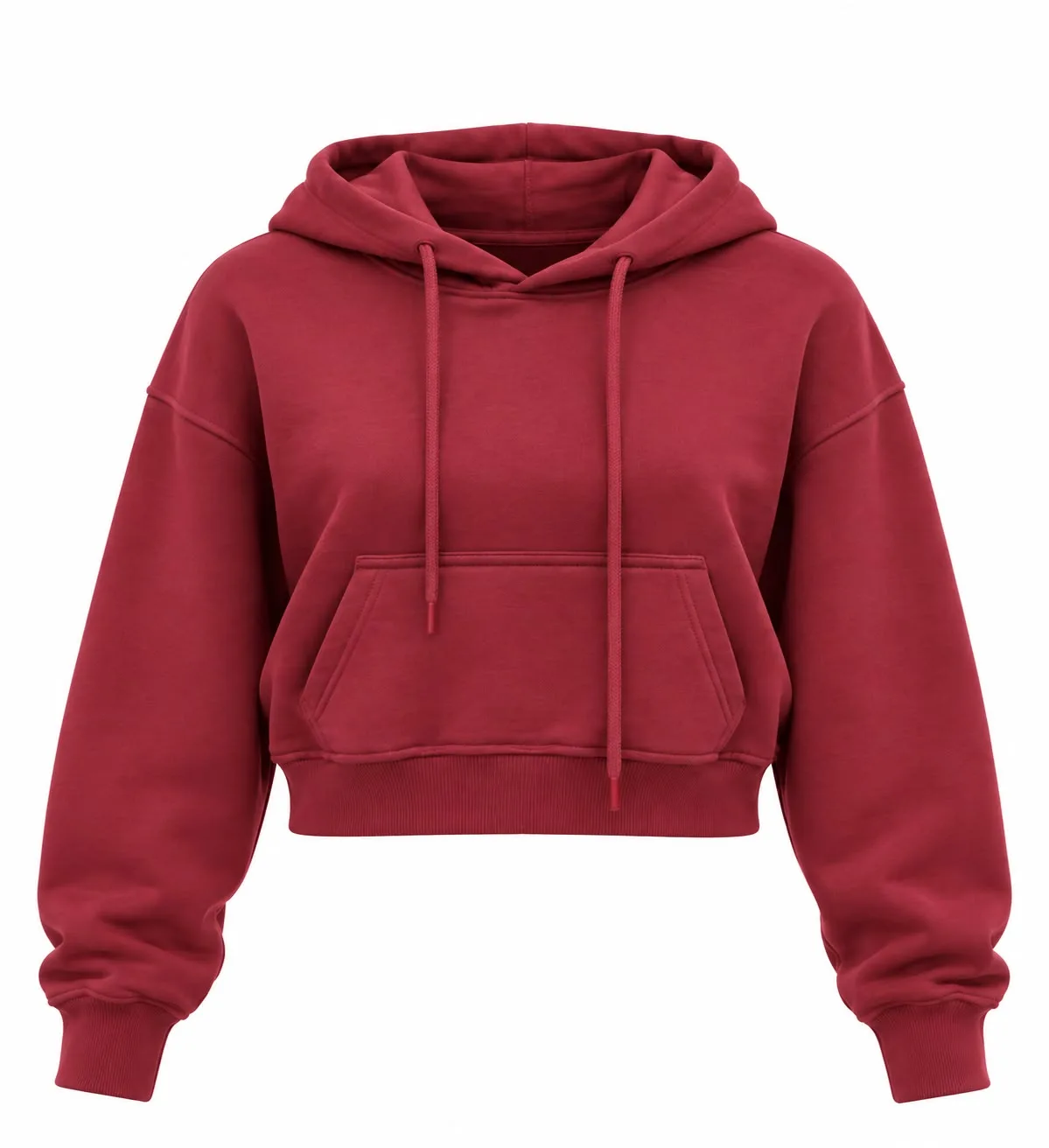 Cropped Fleece Pullover Hoodie