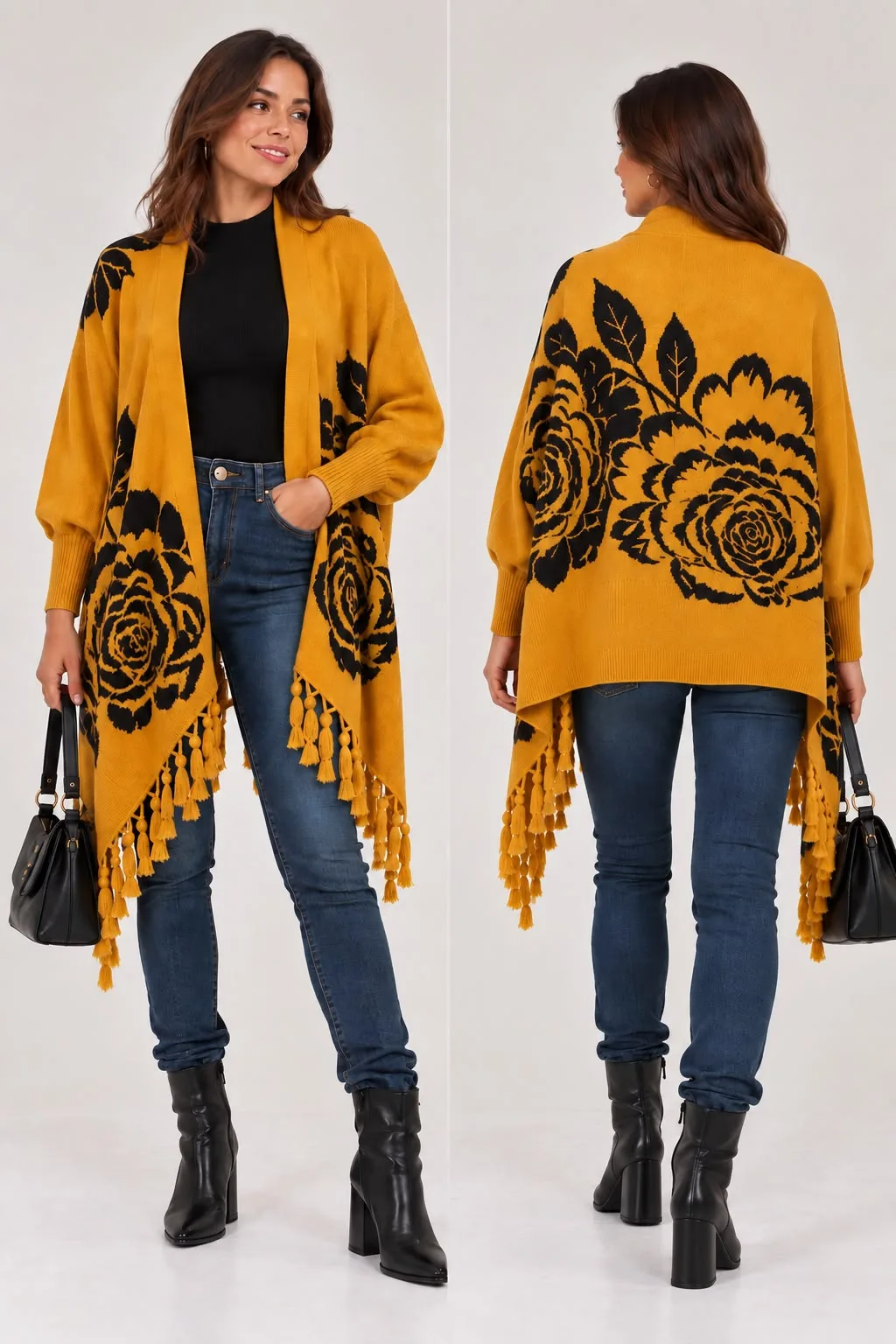 Floral Knit Poncho