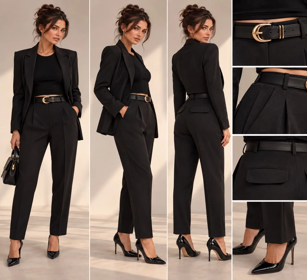 Tailored Tapered Belted Pants
