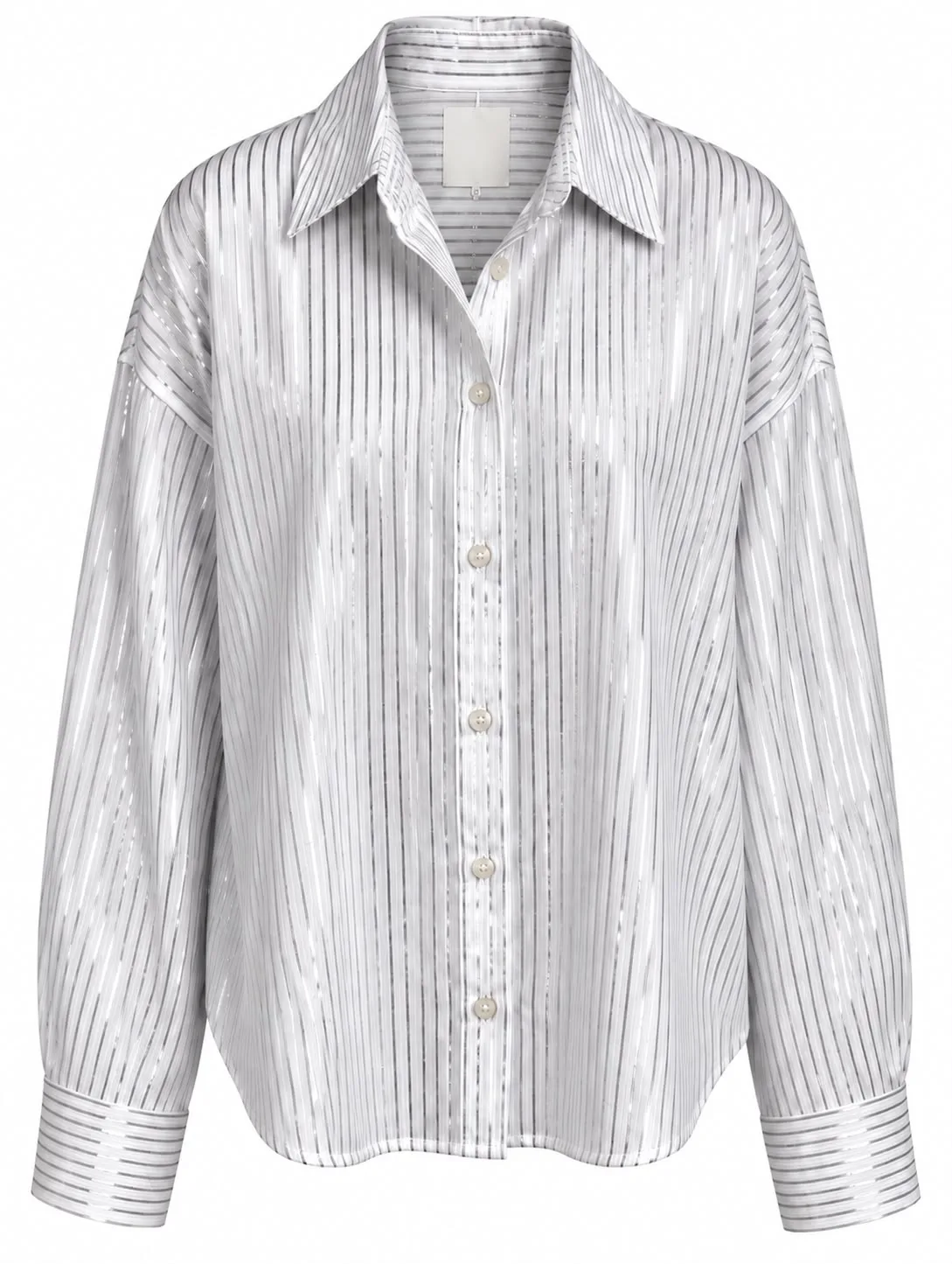 Metallic Striped Button-Up Shirt