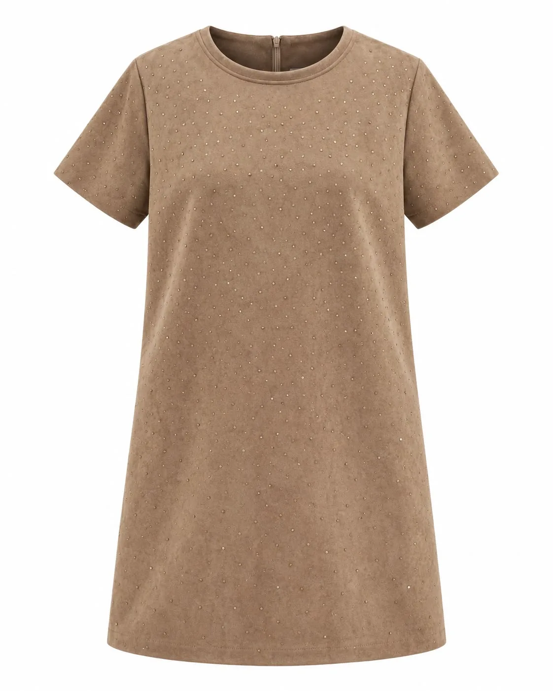 Rhinestone Suede-Look Dress