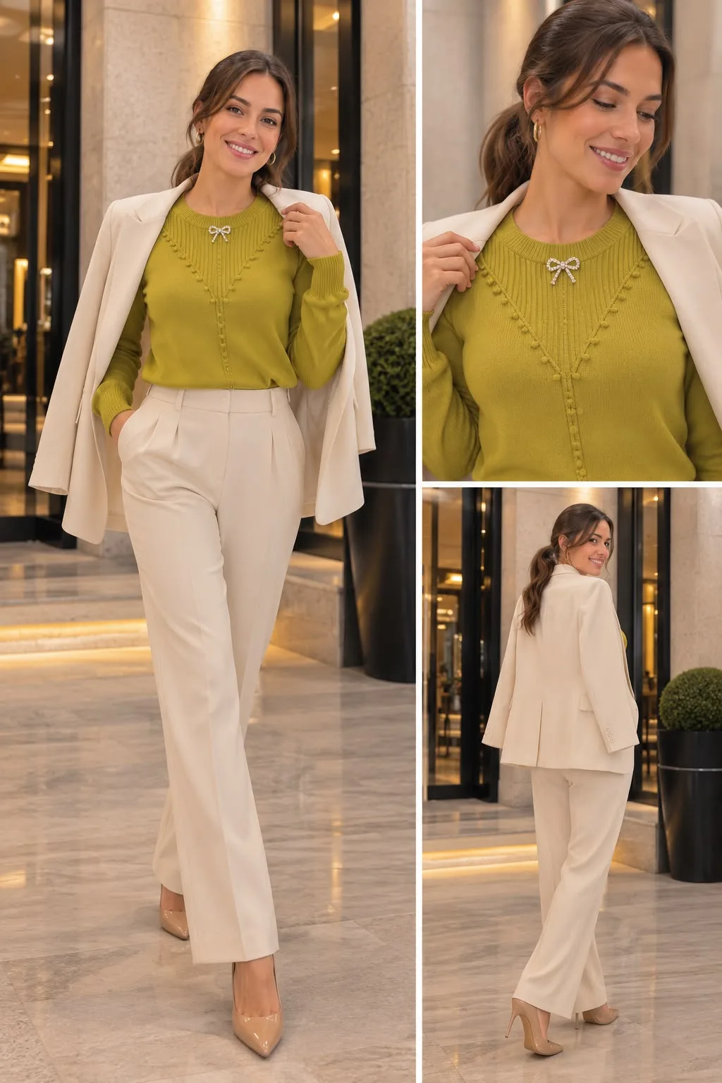Bow Detail Round-Neck Sweater