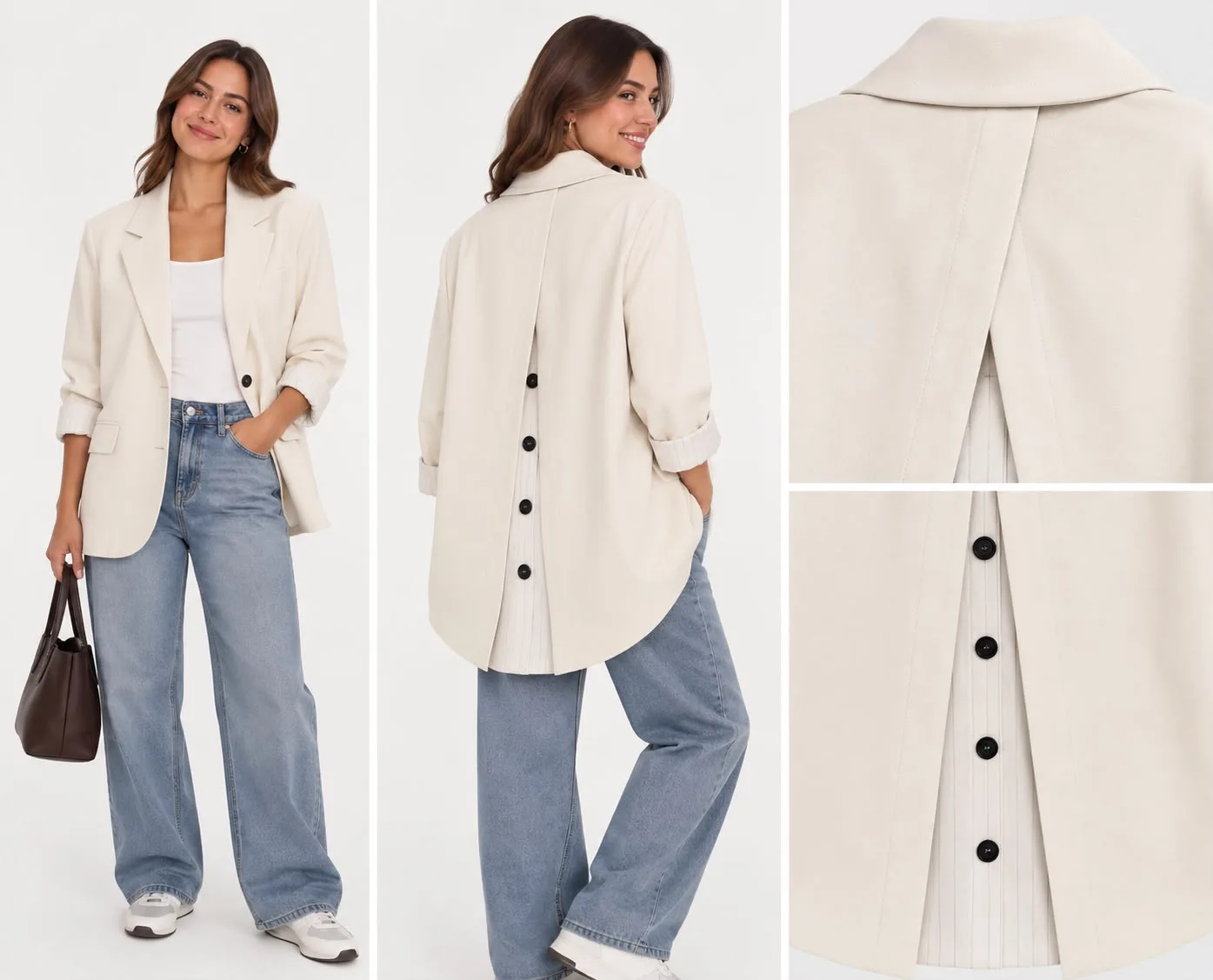 Contrast Trim Double-Button Blazer