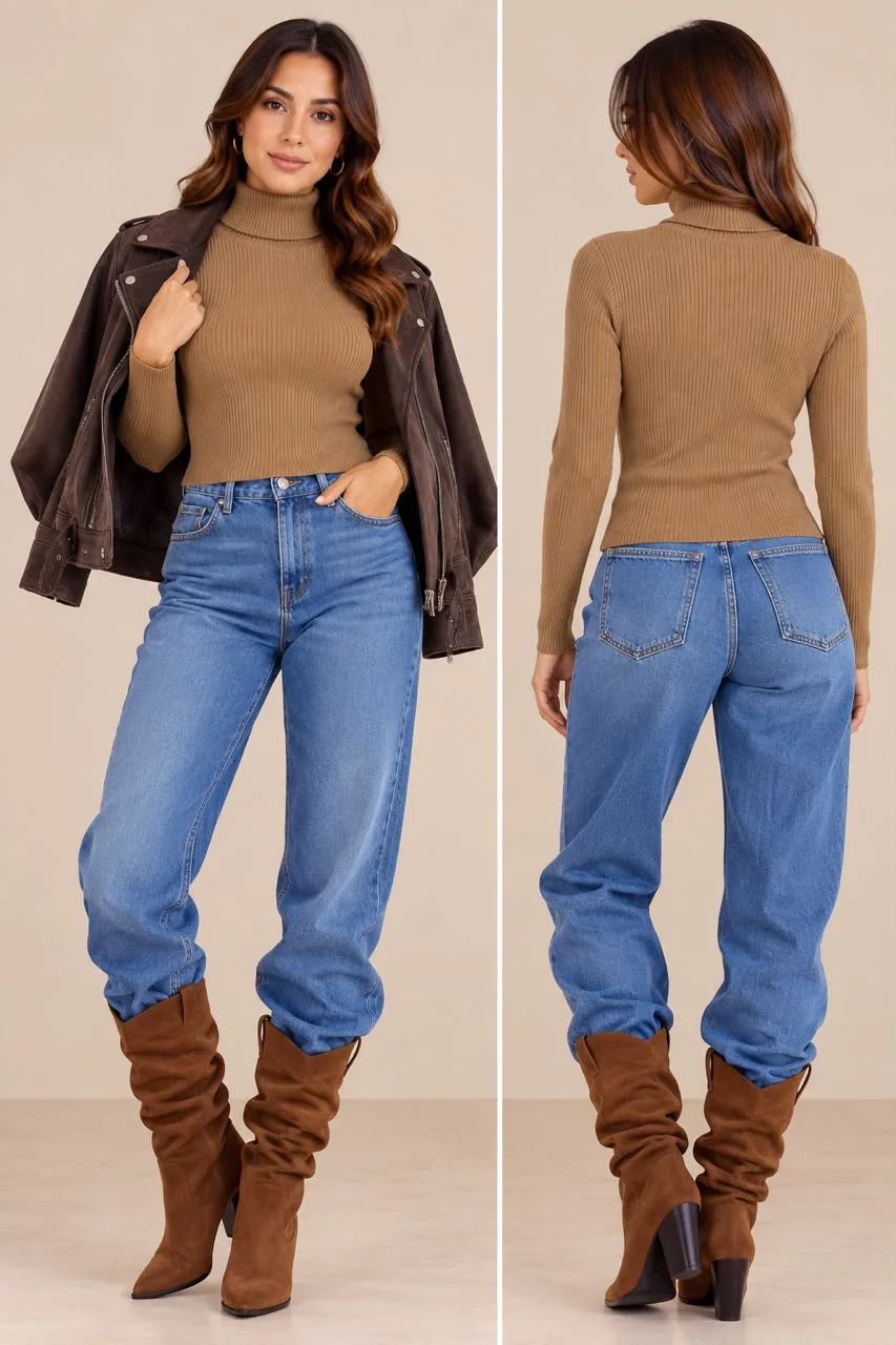 Basic Ribbed Turtleneck Knit
