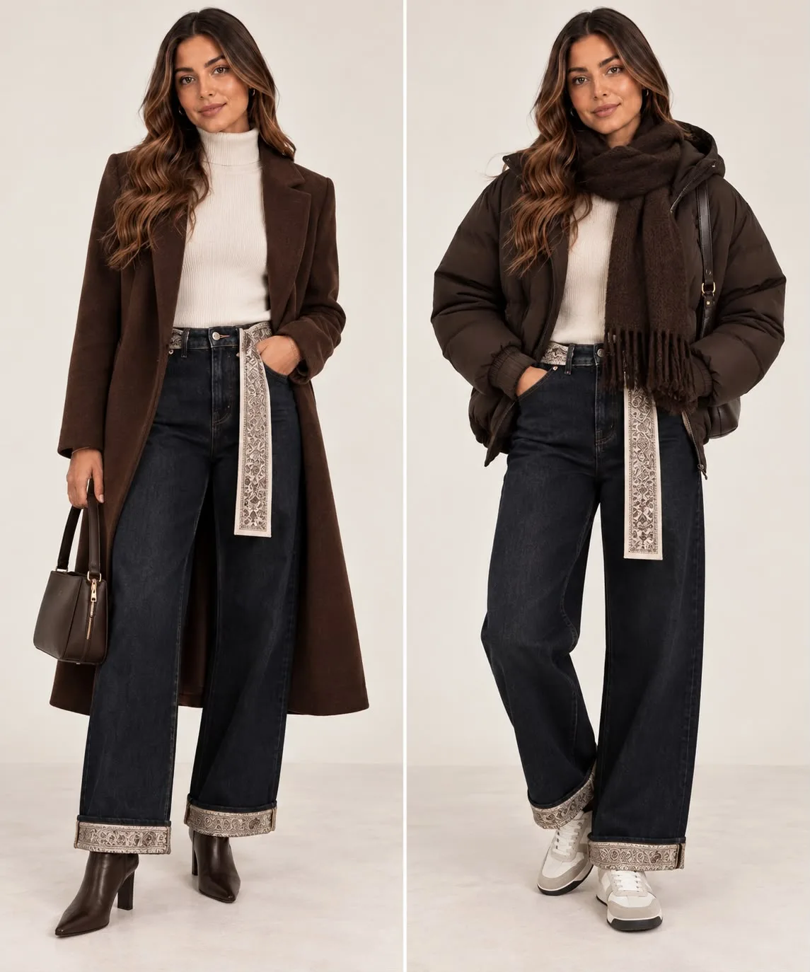 Paisley Belt Wide Leg Jeans