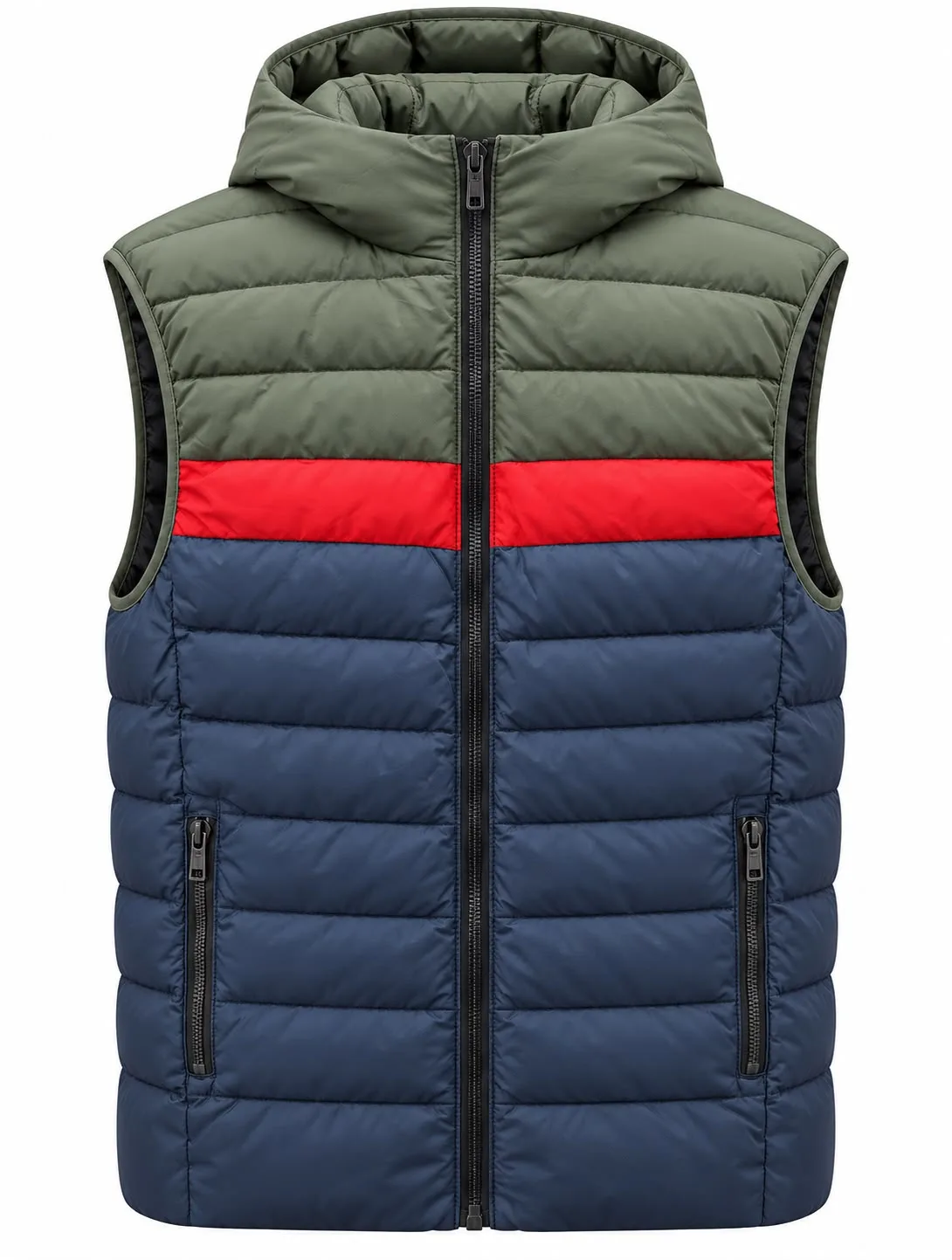 Block Hooded Puffer Vest