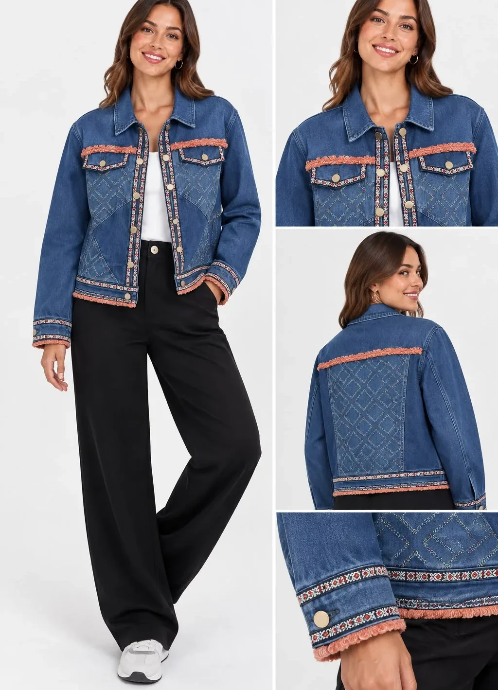 Embroidered Trim Denim Jacket