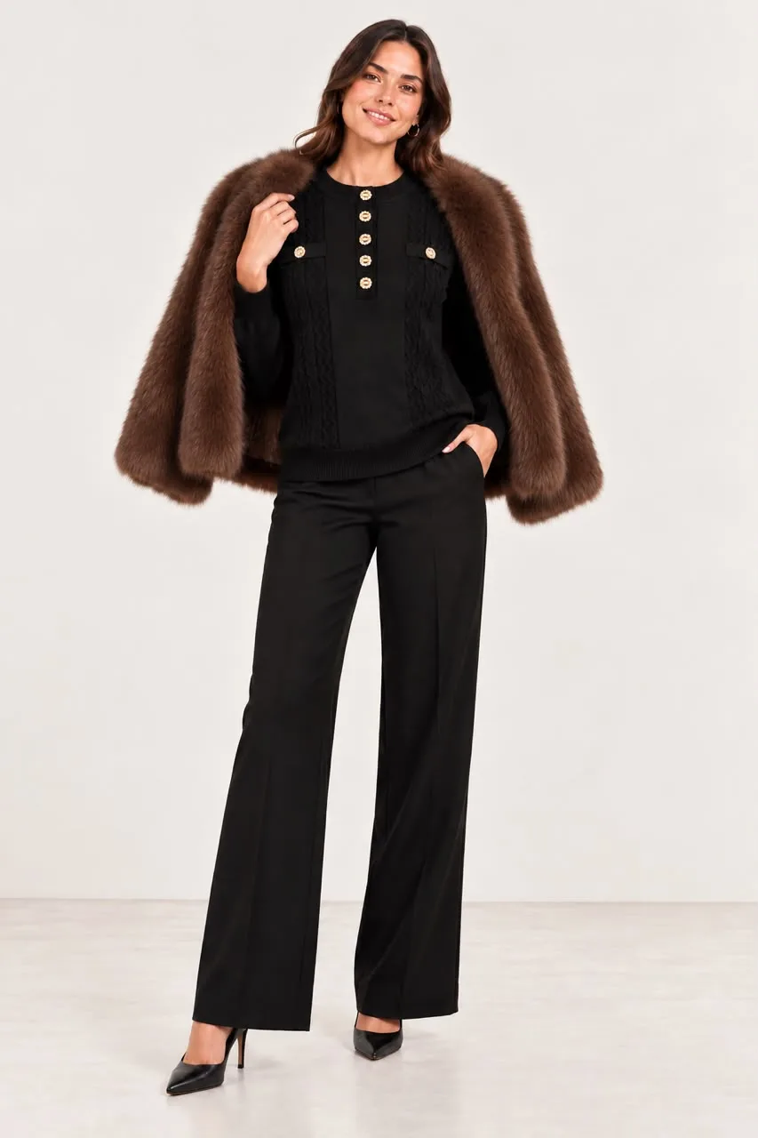 Soft Knit Sweater with Crystal Buttons
