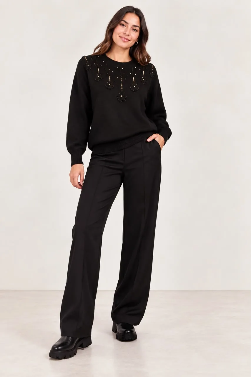 Crystal Embellished Soft Knit Sweater